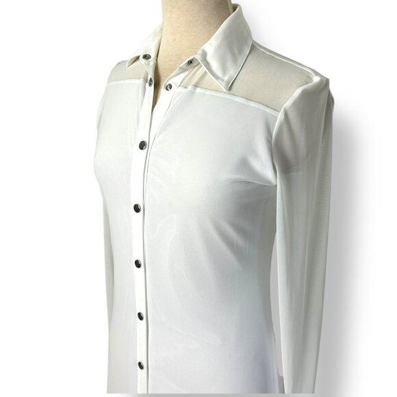 Anatomie Colette Luxury Travel Maxi Dress White Mesh Over Jersey Sz XS - Picture 2 of 10